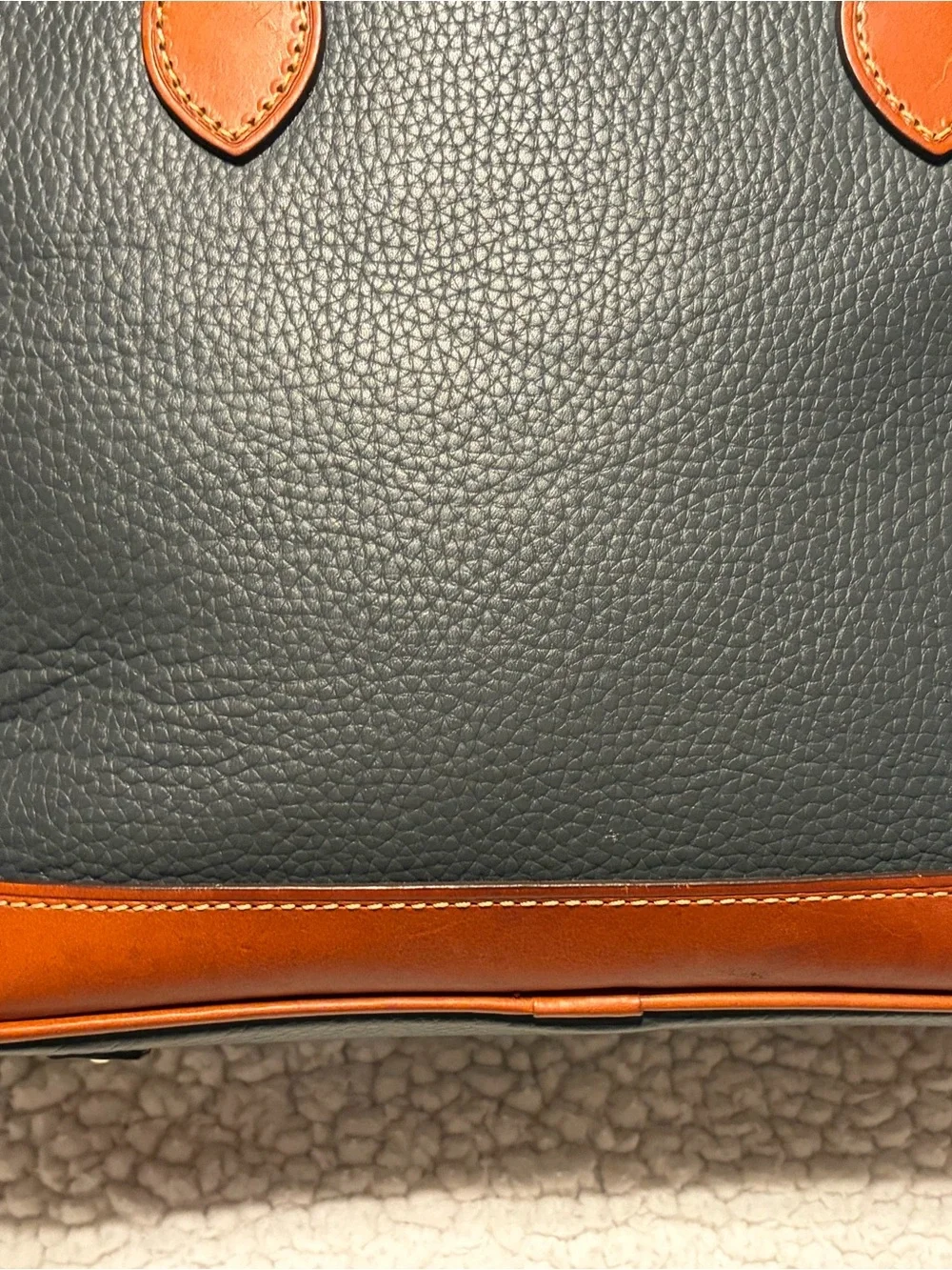 Dooney & Bourke Gray and Tan Pebbled Leather Dome Satchel